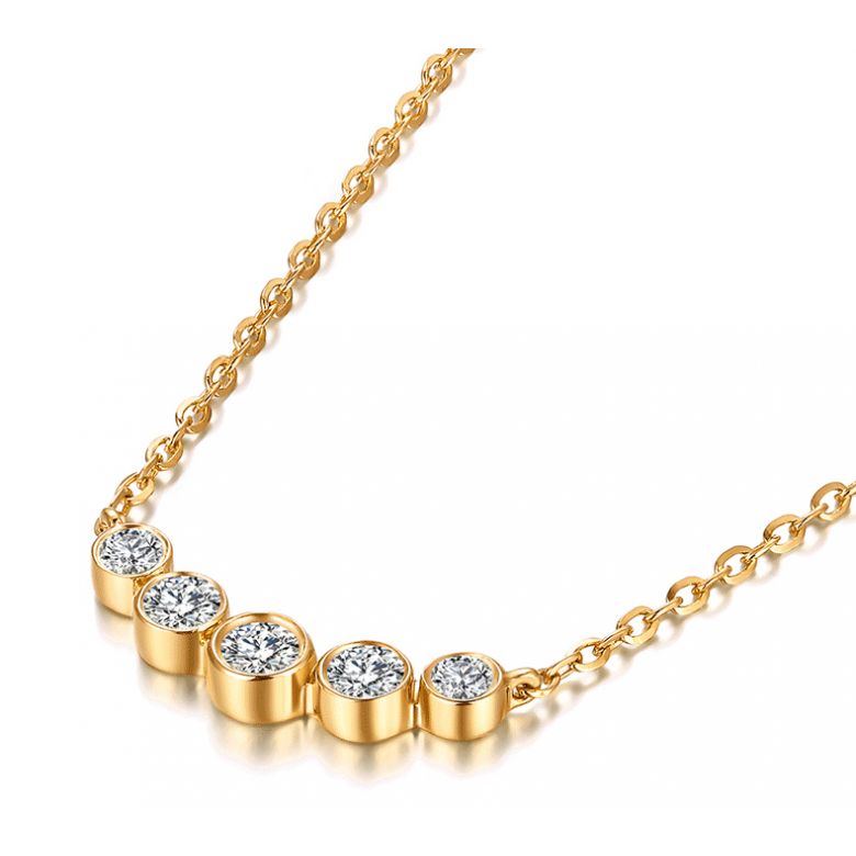 Collier pendentif Or jaune. 5 diamants sertis clos 0.26ct | Gemperles - 4