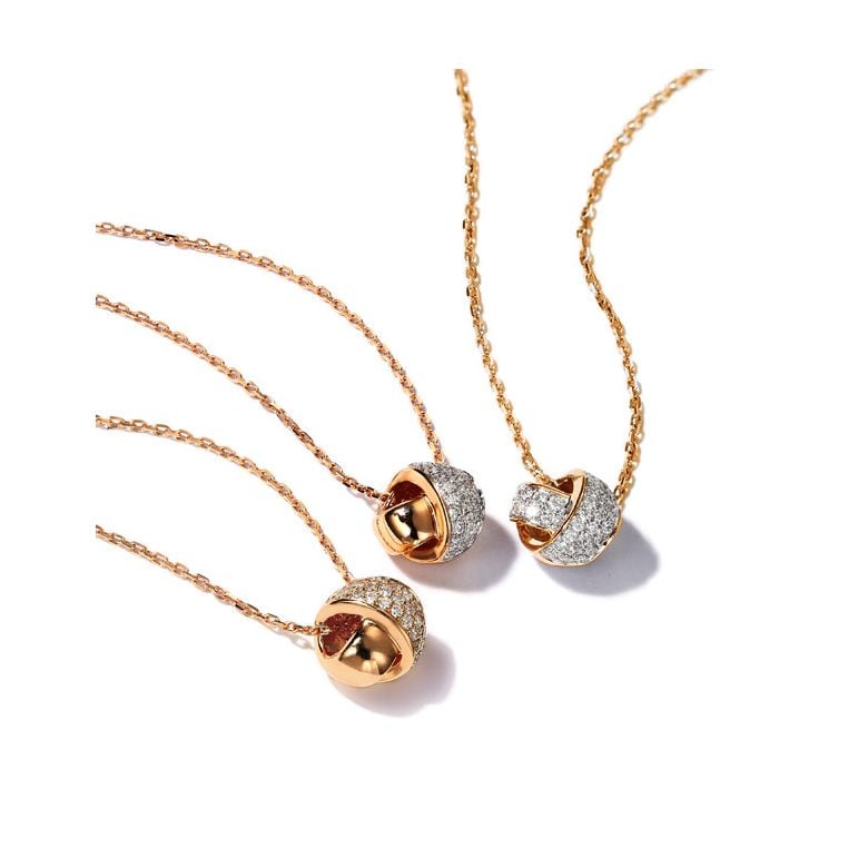 Pendentif Il était une fois... Nous - Noeud Or rose, Diamants I Gemperles - 1
