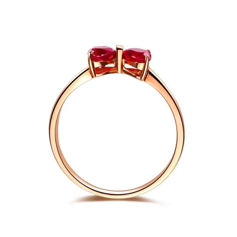 Bague or rose rubis taille coeur - Noeud papillon - 4