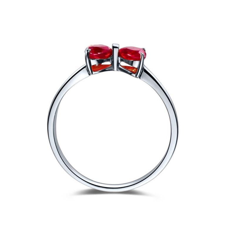 Bague or blanc rubis taille coeur - Noeud papillon - 4