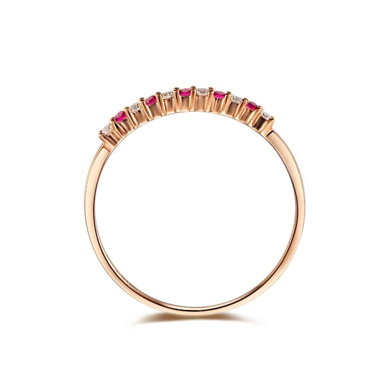 Bague anneau rubis, diamants - Or rose 18 carats - 2