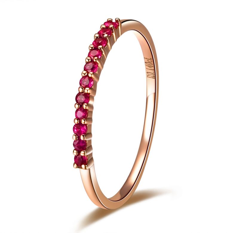 Bague or rose 18 carats - Rubis de Birmanie - Anneau - 1