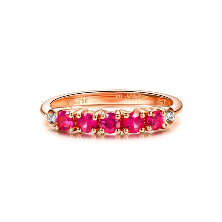 Bague rubis diamants - Sophistiquée et glamour - Or rose - 4