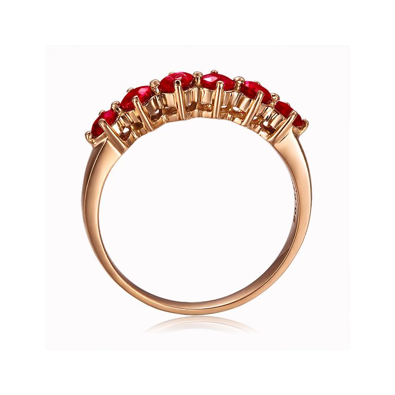 Bague rubis de Birmanie or rose - 6 rubis alignés en style - 5