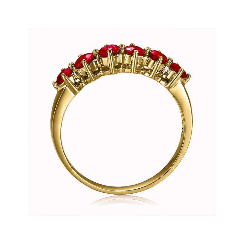 Bague rubis de Birmanie or jaune - 6 rubis alignés en style - 4