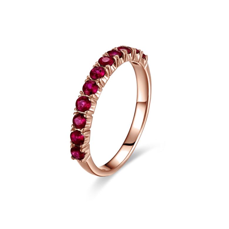 Bague rubis demi tour or rose - Anneau type alliance - 1