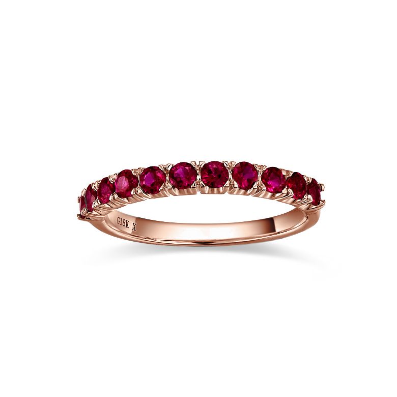 Bague rubis demi tour or rose - Anneau type alliance - 2