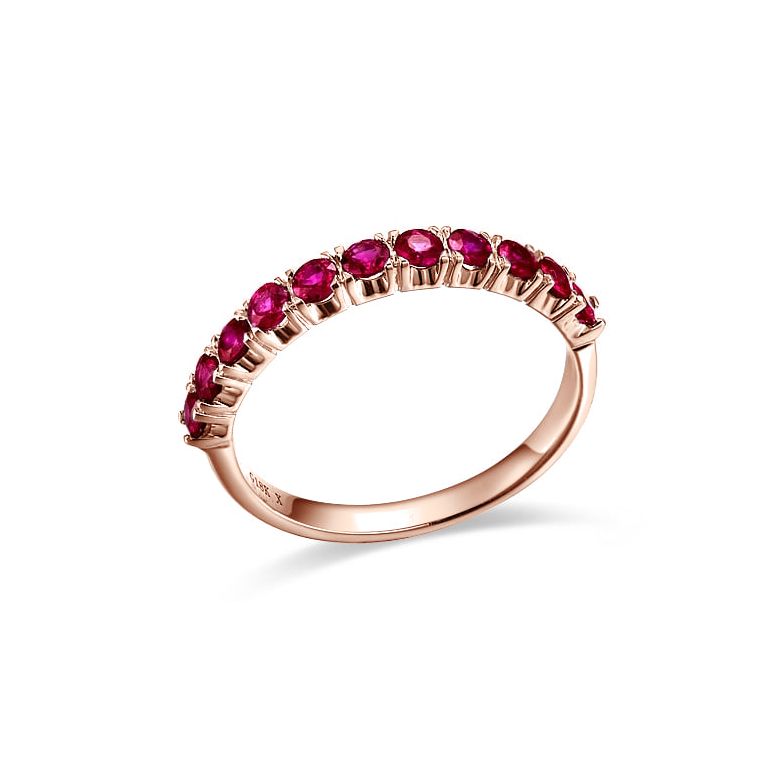 Bague rubis demi tour or rose - Anneau type alliance - 3