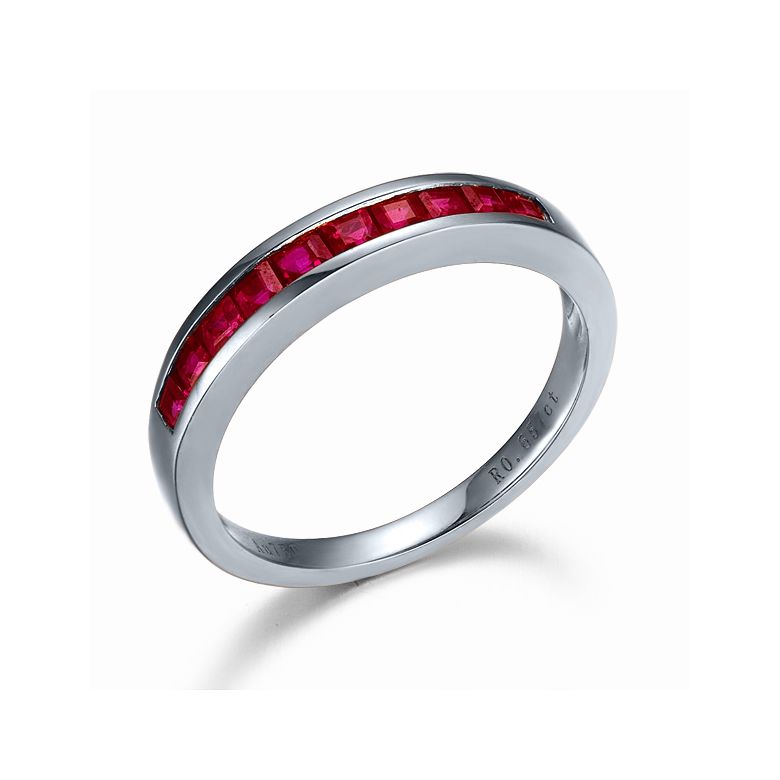 Bague Or Blanc 18cts Rubis Birman 0.66ct, Style Contemporain | Gemperles - 2