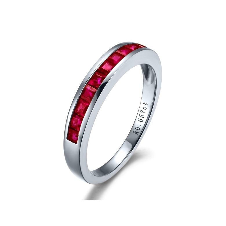Bague Or Blanc 18cts Rubis Birman 0.66ct, Style Contemporain | Gemperles - 1