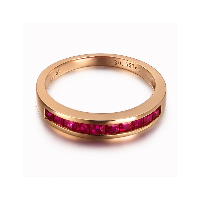 Bague contemporaine or rose - Rubis sertis rails de 0.66 carat - 4