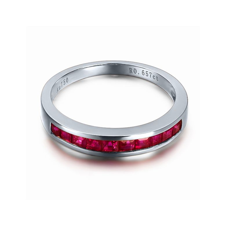 Bague Or Blanc 18cts Rubis Birman 0.66ct, Style Contemporain | Gemperles - 3