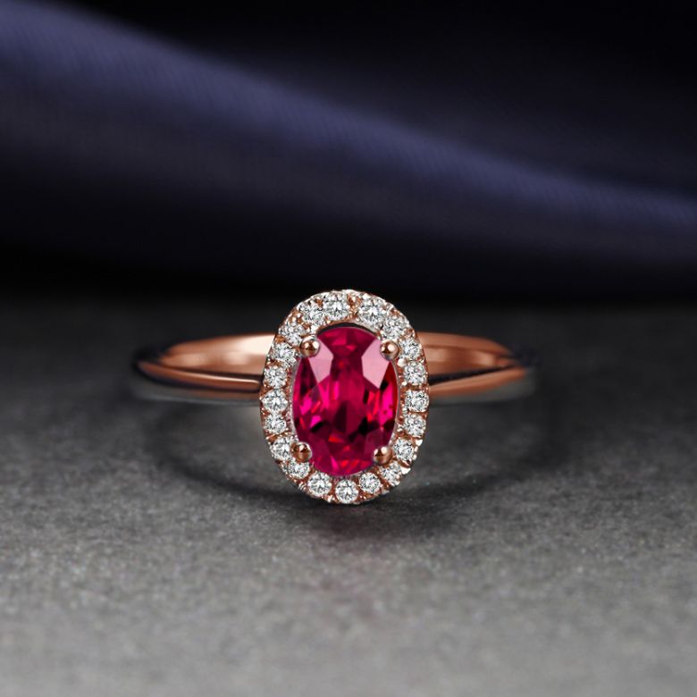 Bague rubis diamants et or rose - Classique - Contraste éblouissant - 3