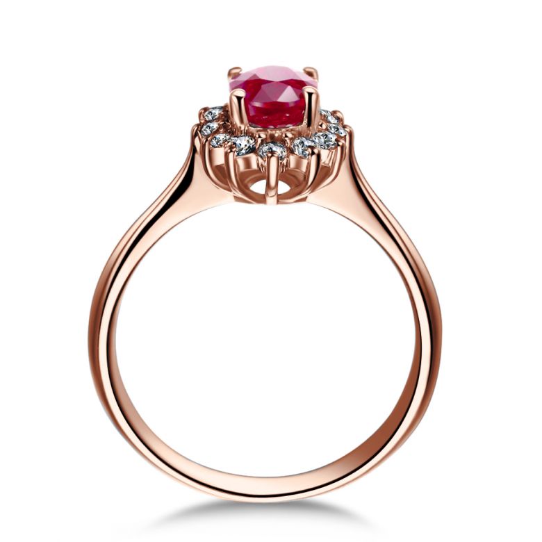 Bague rubis diamants et or rose - Classique - Contraste éblouissant - 5