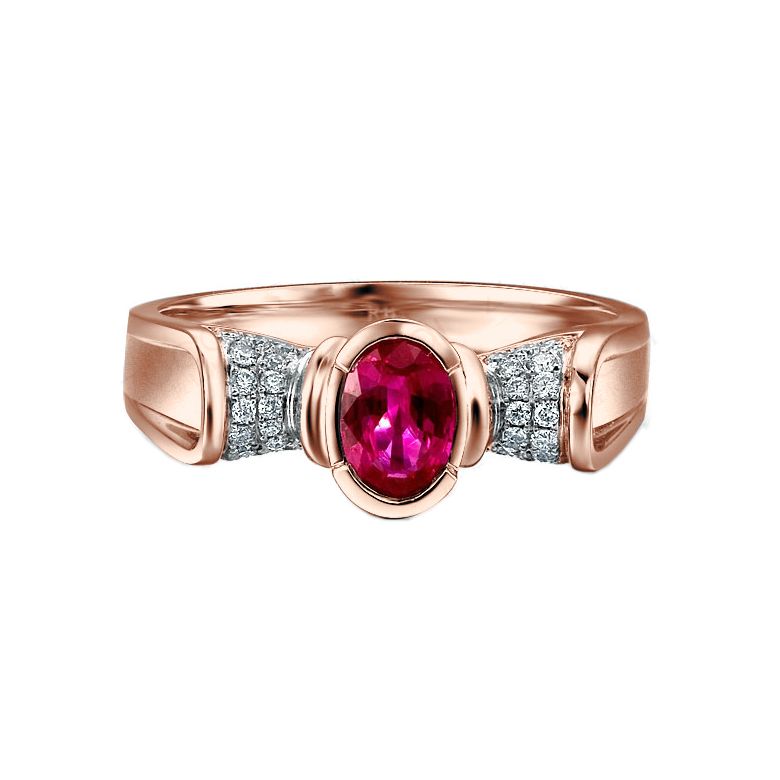 Bague rubis ovale, diamants, or rose - L'esthétique du caractère - 2