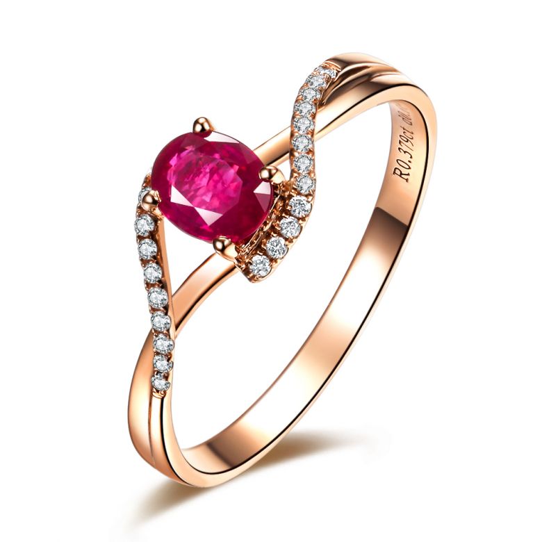Bague Rubis 0.35ct & Diamants Or Rose 18cts| Gemperles - 1