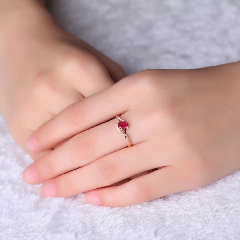 Bague Rubis 0.35ct & Diamants Or Rose 18cts| Gemperles - 2