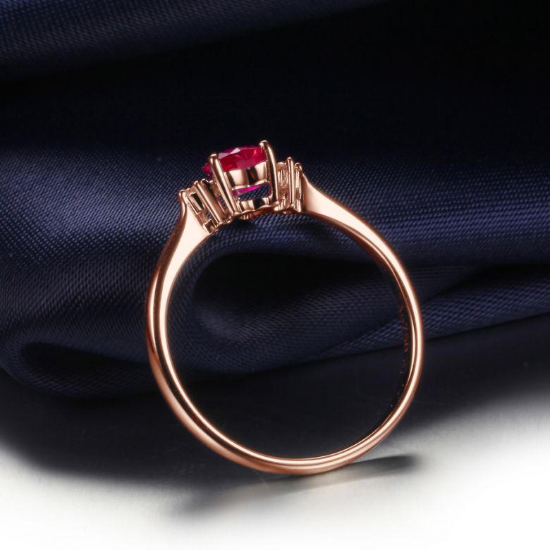 Coeur d'amour - Bague coeur d'amour - Rubis, diamants, or rose - 5