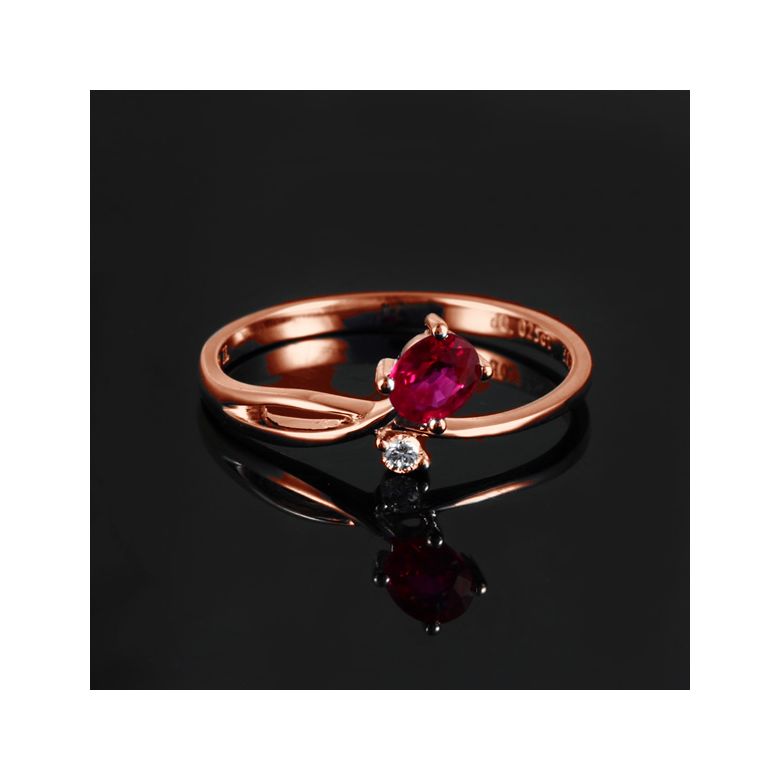Bague en mouvement croisé - Rubis, diamant et or rose - 3