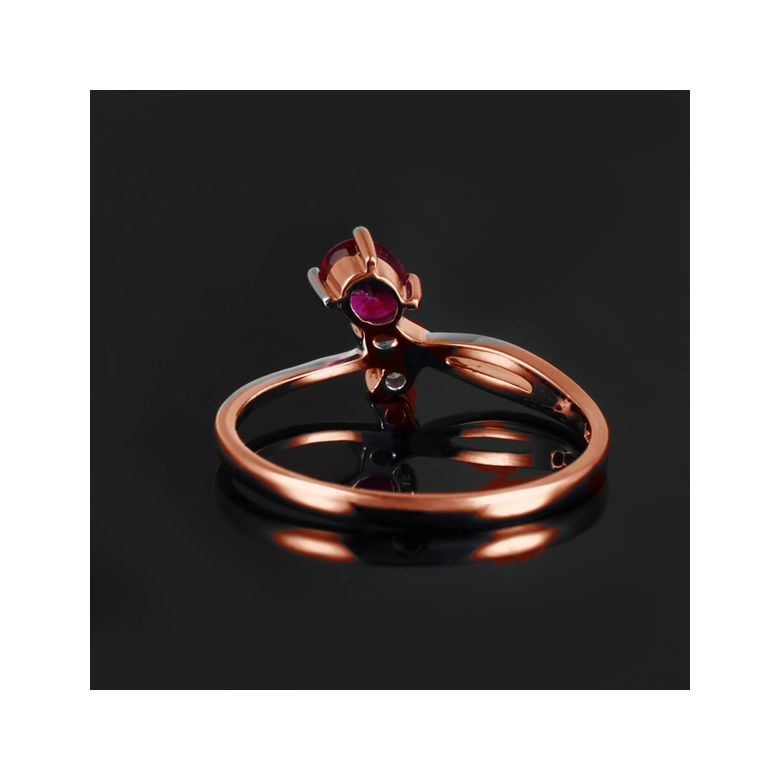 Bague en mouvement croisé - Rubis, diamant et or rose - 4