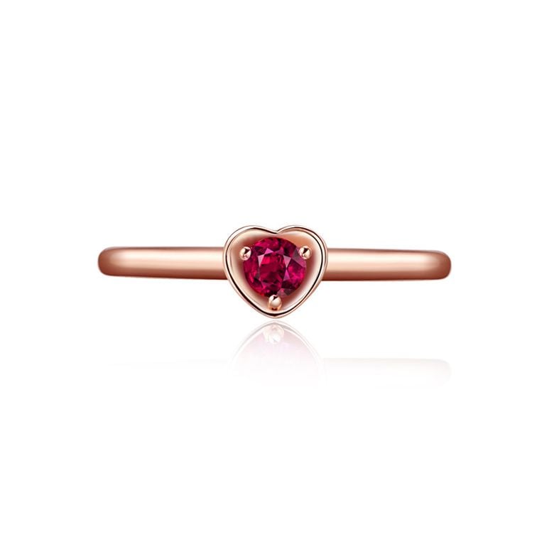 Bague rubis et or rose - Monture coeur - 5