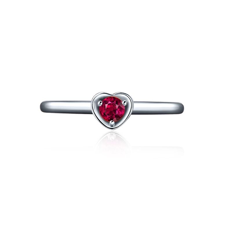 Bague rubis et or blanc - Monture coeur - 2