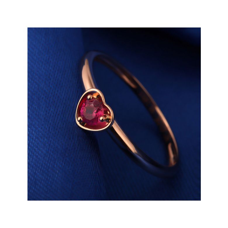 Bague rubis et or rose - Monture coeur - 3