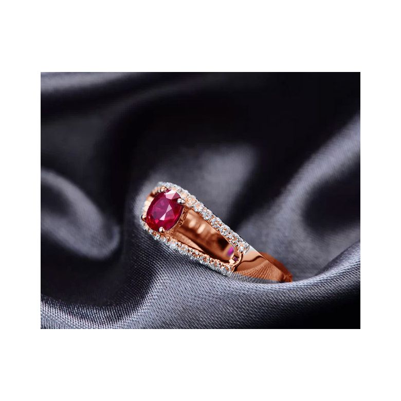 Bague rubis or rose et diamants sertis - 3