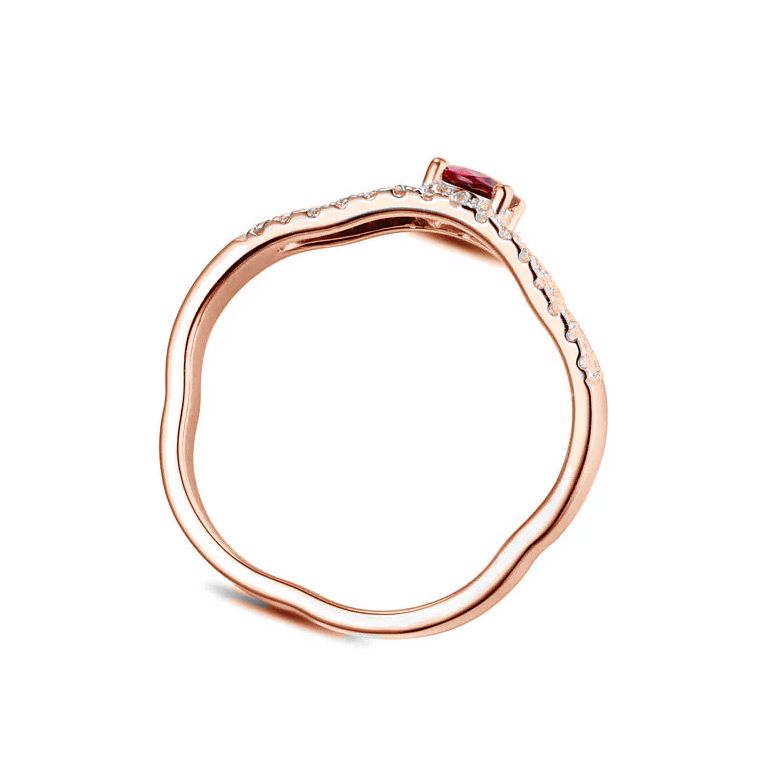 Bague rubis or rose et diamants sertis - 5