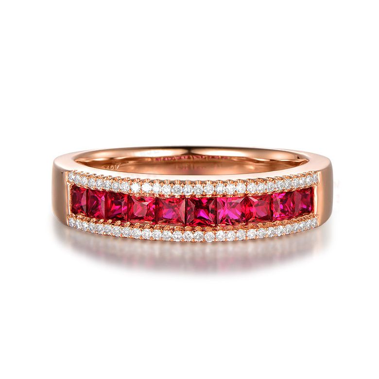 Bague rubis diamant or rose - Lumière Érubescente - 2