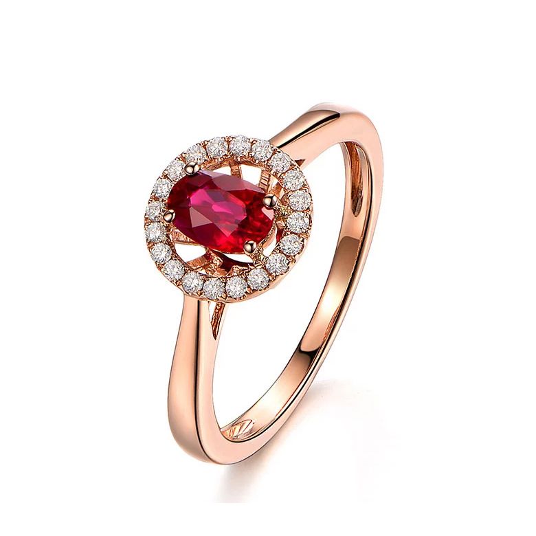 Bague rubis 0.65ct, Or rose et diamants. Emmène-moi - 1
