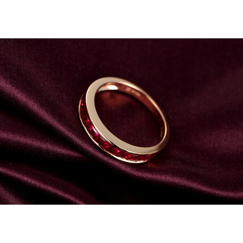 Alliance demi-tour Or rose - Rubis sertis rails 1.20 carats - 5