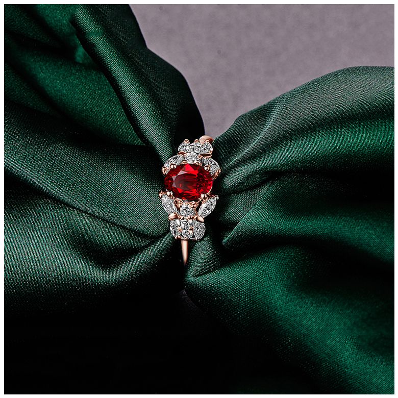 Bague Fiancaille Carlita Rubis Diamants Or Rose  - 4
