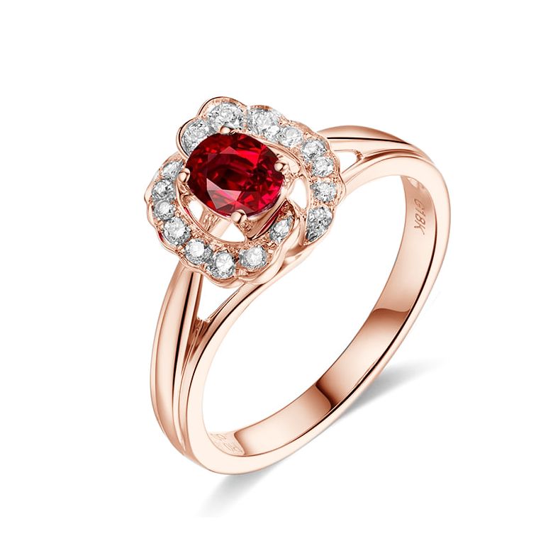 Bague Fiancaille Rubis Or Rose Mulan - 1