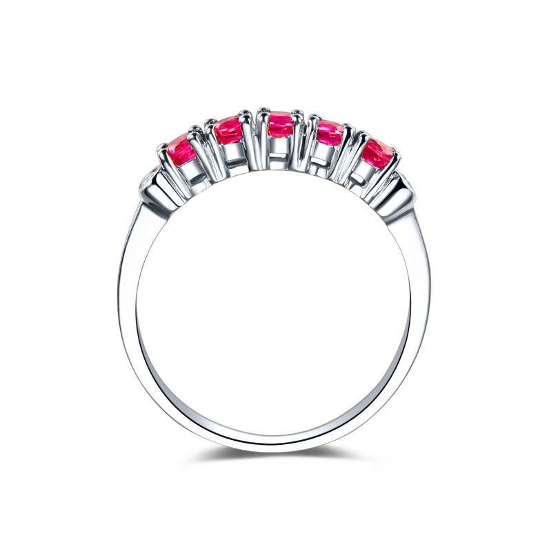 Bague rubis diamants - Sophistiquée et glamour - Or blanc - 5