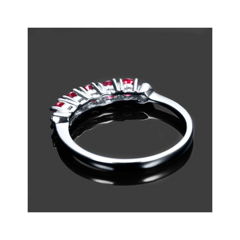 Bague rubis diamants - Sophistiquée et glamour - Or blanc - 4