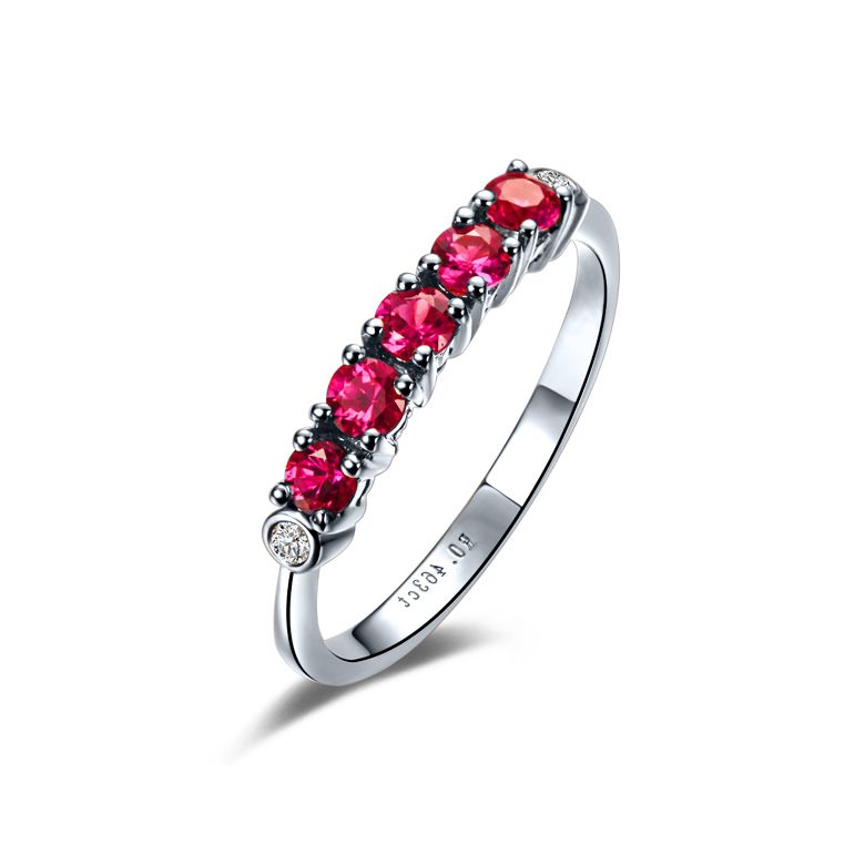 Bague rubis diamants - Sophistiquée et glamour - Or blanc - 1
