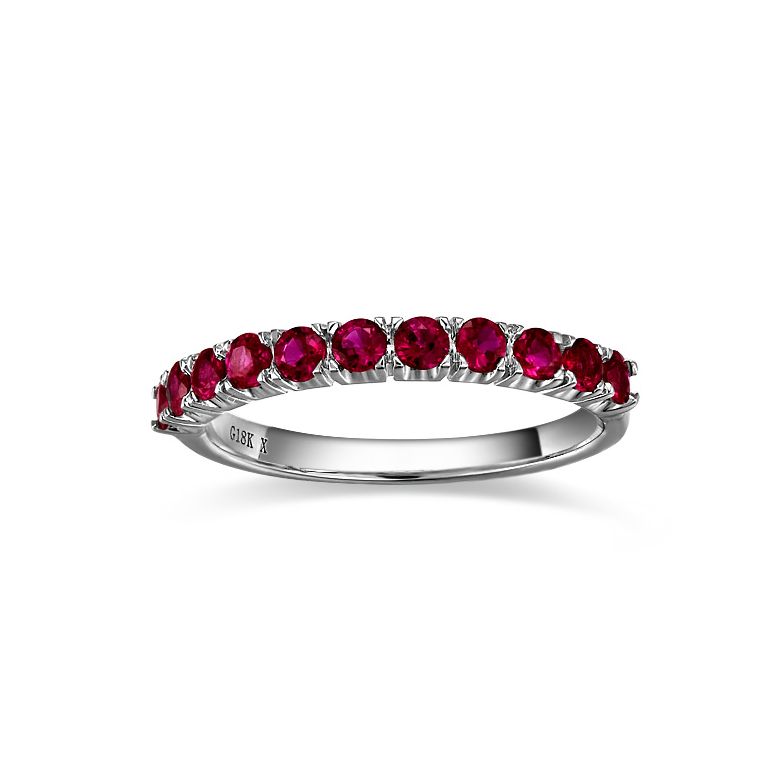 Bague rubis demi tour or blanc - Anneau type alliance - 2