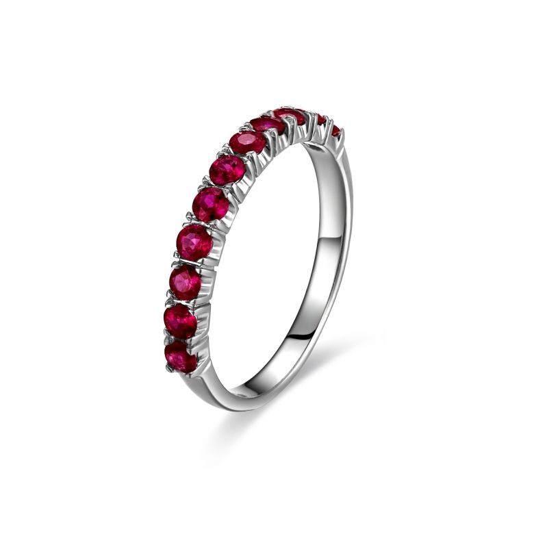 Bague rubis demi tour or blanc - Anneau type alliance - 1