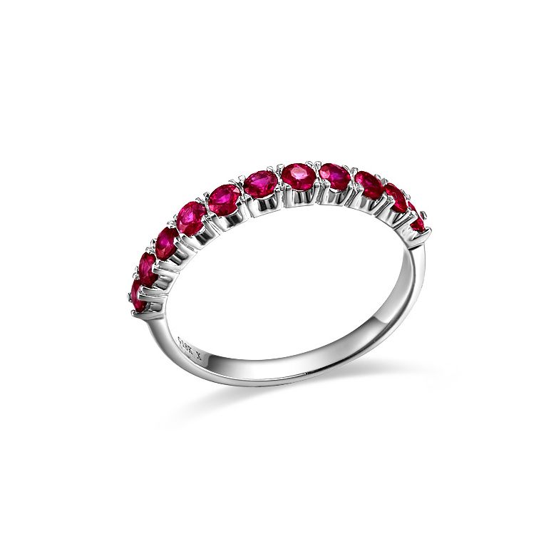 Bague rubis demi tour or blanc - Anneau type alliance - 3