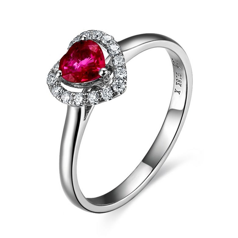 Bague glamour rubis et diamants en or blanc - Mon coeur - 1