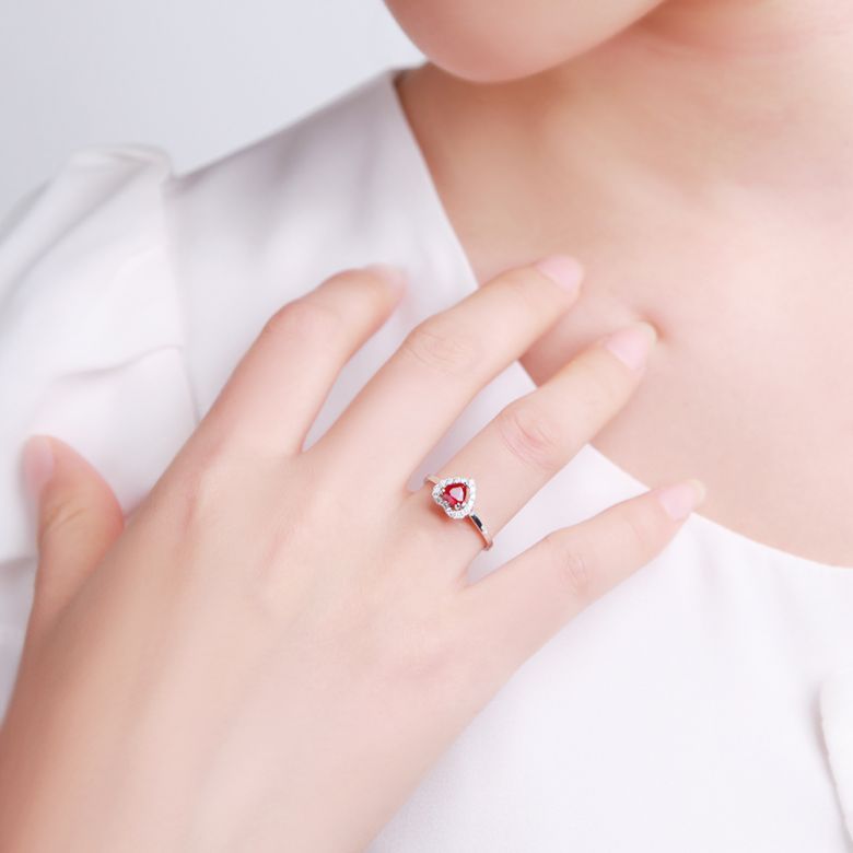 Bague glamour rubis et diamants en or blanc - Mon coeur - 2