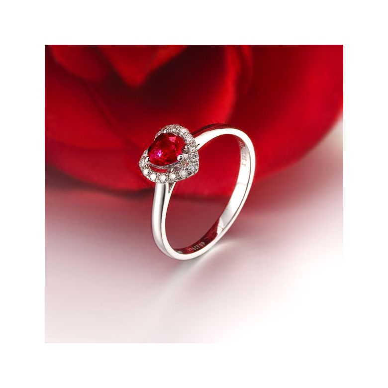 Bague glamour rubis et diamants en or blanc - Mon coeur - 4