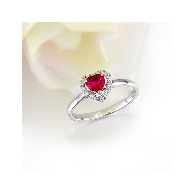 Bague glamour rubis et diamants en or blanc - Mon coeur - 5