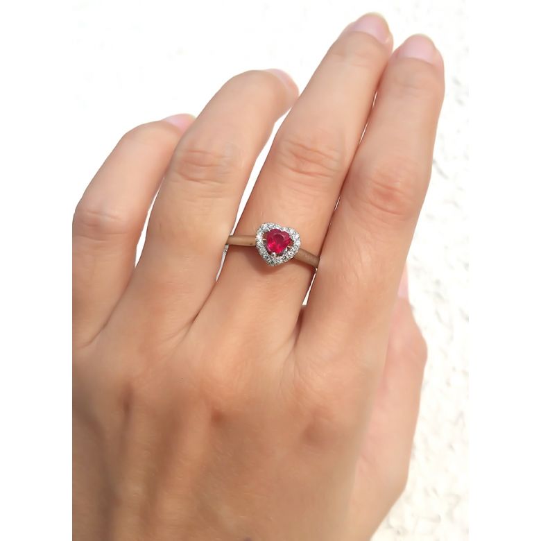 Bague glamour rubis et diamants en or blanc - Mon coeur - 6