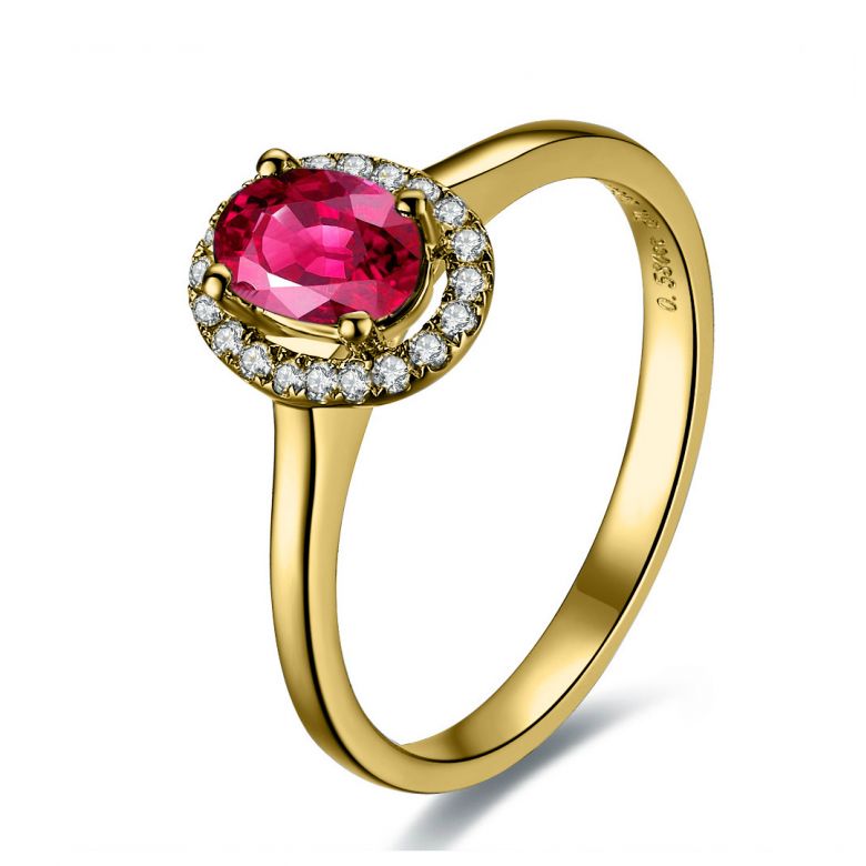 Bague rubis diamants et or jaune - Classique - Contraste éblouissant - 1