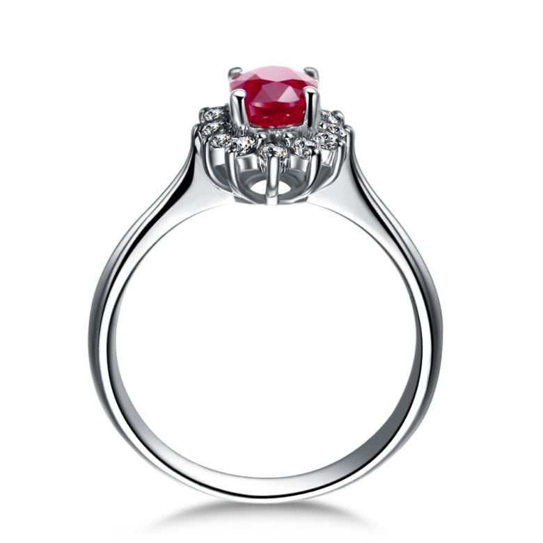 Bague rubis diamants et or blanc - Classique - Contraste éblouissant - 5