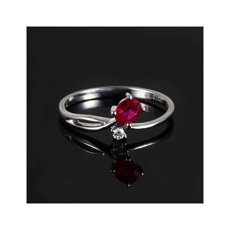 Bague en mouvement croisé - Rubis, diamant et or blanc - 3