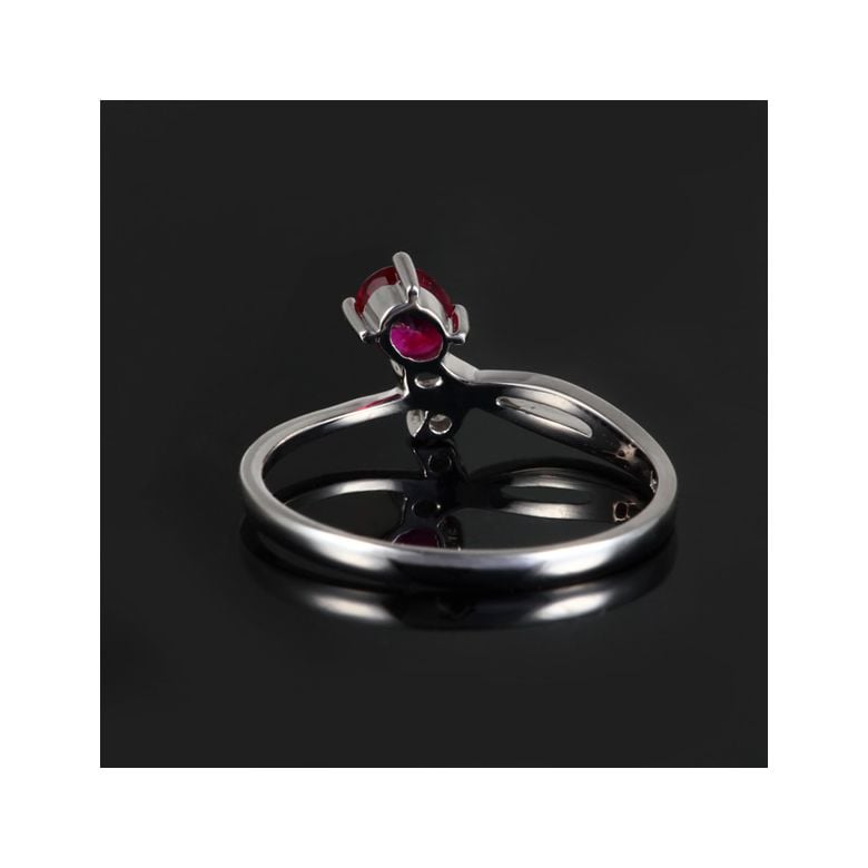 Bague en mouvement croisé - Rubis, diamant et or blanc - 4