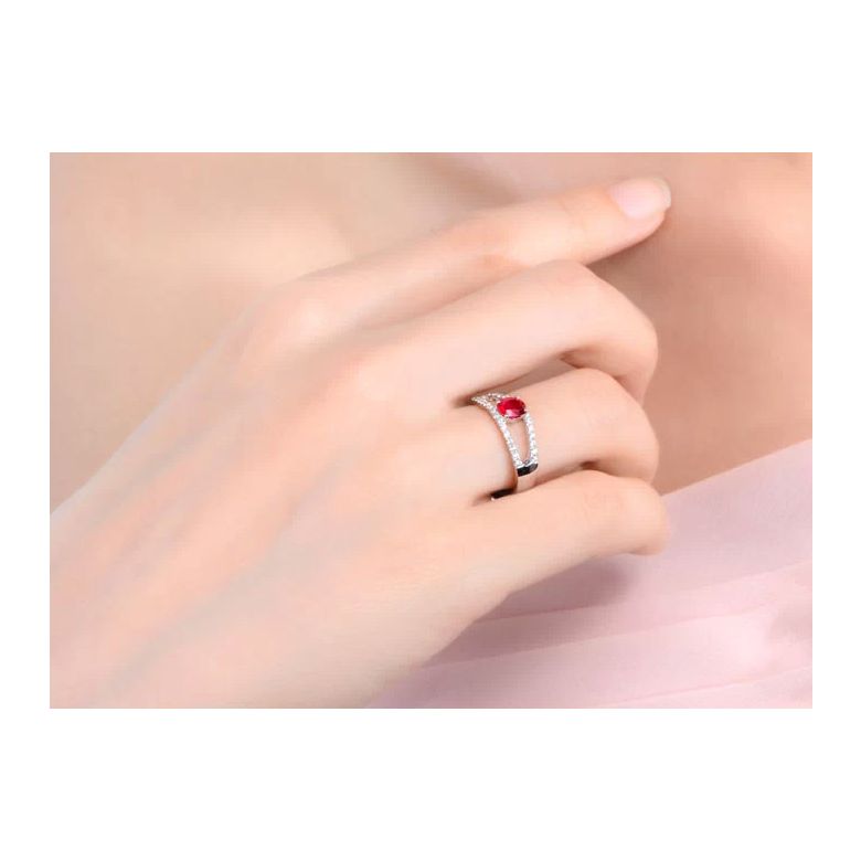Bague rubis or blanc et diamants sertis - 2
